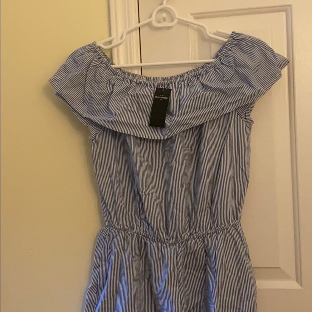 Off the shoulder striped romper